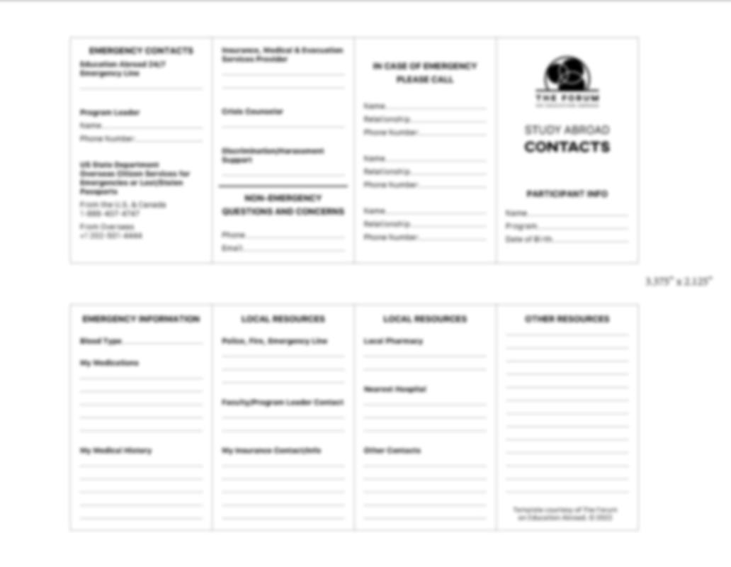 Emergency Contact Card Template photo