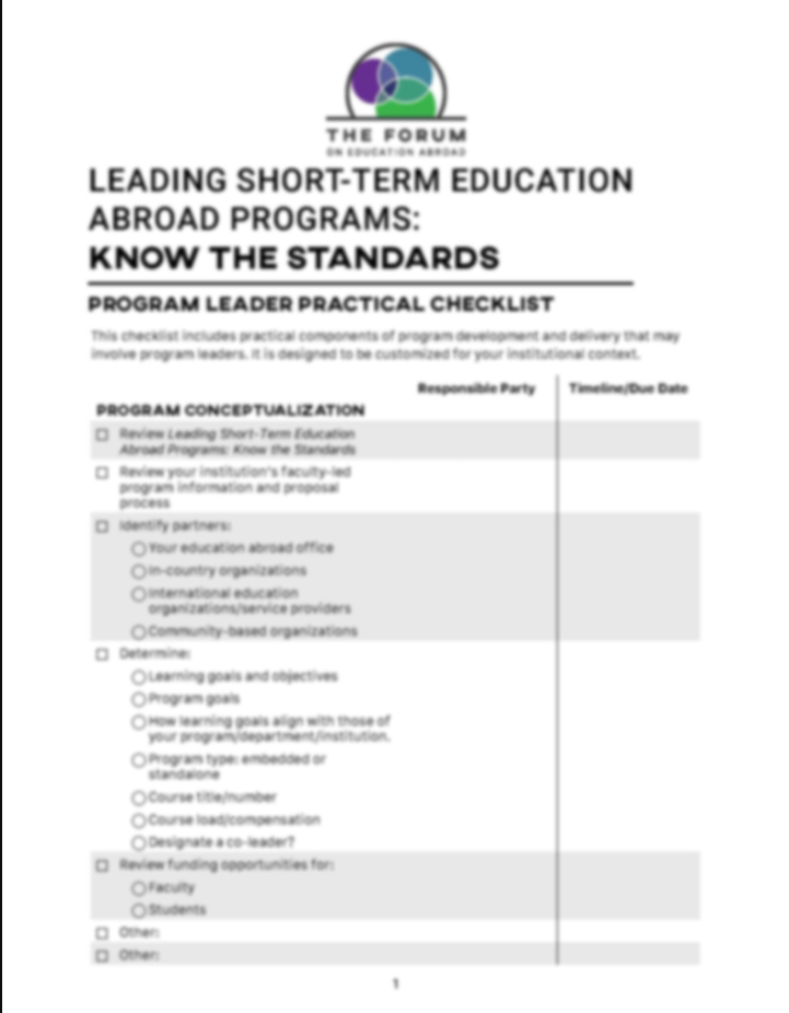 Program Leader Checklist